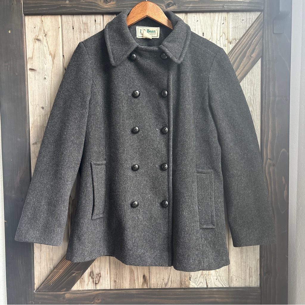 L.L Bean Gray Wool Peacoat Size 12